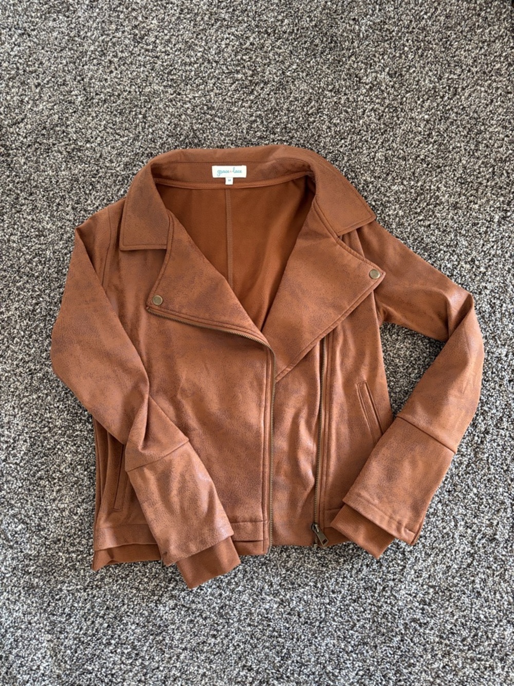 Grace & Lace Rust Suede Moto Jacket